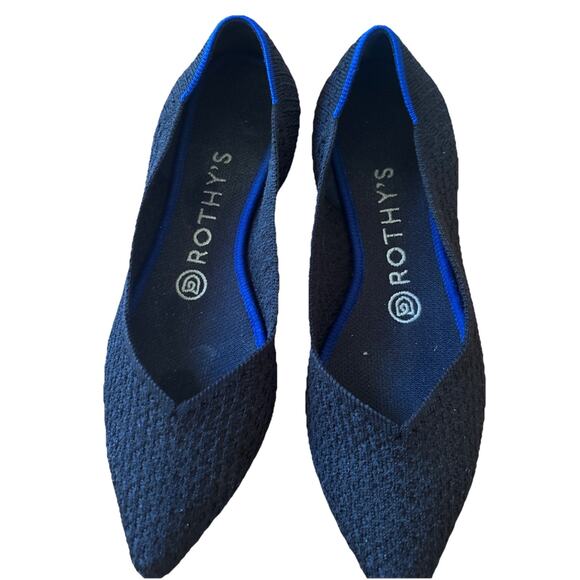 ROTHY'S 'The Point' Size 7 Black Knit Ballet Flat Ecco Friendly Washable - Picture 5 of 6